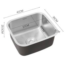 KORVIXA Stainless Steel Kitchen Sink Single Bowl Small Basin in Silver - Size: W700mm x H650mm - thumbnail 2