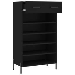 Berkfield Home Shoe Cabinet Black 60x35x105 cm Engineered Wood - Size: 60 x 35 x 105 cm - thumbnail 5