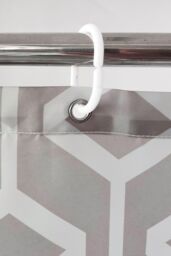 Neel Blue Abstract Geometric Bathroom Shower Curtain with 12 Hooks, Mould & Mildew Resistant- 180cm x 180cm in Grey - Size: 180 cm width x 200 cm drop - thumbnail 2