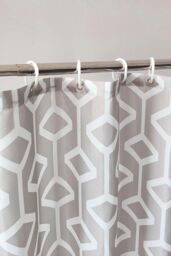 Neel Blue Abstract Geometric Bathroom Shower Curtain with 12 Hooks, Mould & Mildew Resistant- 180cm x 180cm in Grey - Size: 180 cm width x 200 cm drop - thumbnail 4
