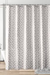 Neel Blue Abstract Geometric Bathroom Shower Curtain with 12 Hooks, Mould & Mildew Resistant- 180cm x 180cm in Grey - Size: 180 cm width x 200 cm drop - thumbnail 1