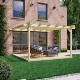 Rutland County Garden Furniture Ltd Wall Mounted Double Garden Pergola & Decking Kit, W420cm, Green - thumbnail 4