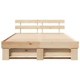 "Berkfield Home Traditional with Headboard Brown 53.1"" x 74.8 Pine wood in Light Tan" - thumbnail 5