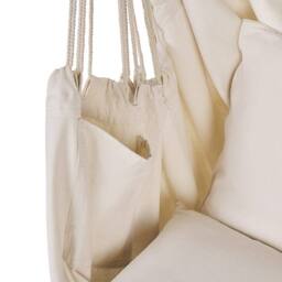 Wyld and Coco Hanging Hammock Chair Beige Cotton Polyester Cushioned Indoor - thumbnail 6