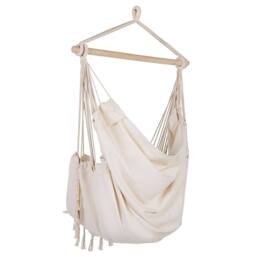 Wyld and Coco Hanging Hammock Chair Beige Cotton Polyester Cushioned Indoor - thumbnail 5