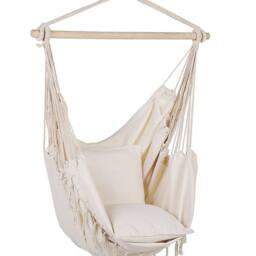 Wyld and Coco Hanging Hammock Chair Beige Cotton Polyester Cushioned Indoor - thumbnail 2