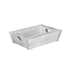 Red Hamper Set of 2 Vintage Heart Cut Handle Wooden Tray in Grey - thumbnail 2