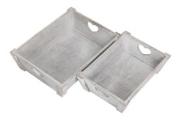 Red Hamper Set of 2 Vintage Heart Cut Handle Wooden Tray in Grey - thumbnail 5