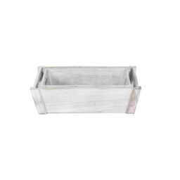 Red Hamper Set of 2 Vintage Heart Cut Handle Wooden Tray in Grey - thumbnail 3