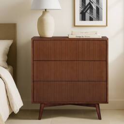 Teamson Home Tremolo Chest of Drawers 3 Drawer Bedroom Dresser in Walnut - thumbnail 3