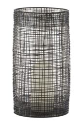 Orsina Cylindrical Black Lantern, Elegant Iron Wireframe Black Candle Holder, Indoor Outdoor Decor with Glass Shade - thumbnail 3
