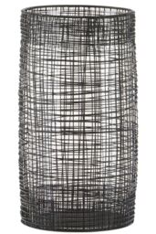 Orsina Cylindrical Black Lantern, Elegant Iron Wireframe Black Candle Holder, Indoor Outdoor Decor with Glass Shade - thumbnail 6