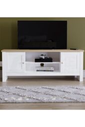 Home Discount Vida Designs Arlington 2 Door TV Unit Storage Shelves Up to 60 Inches in White - thumbnail 3