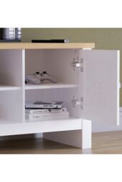 Home Discount Vida Designs Arlington 2 Door TV Unit Storage Shelves Up to 60 Inches in White - thumbnail 5