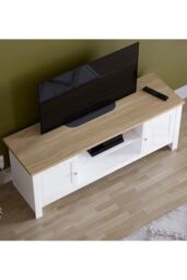 Home Discount Vida Designs Arlington 2 Door TV Unit Storage Shelves Up to 60 Inches in White - thumbnail 4