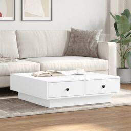 Berkfield Home Coffee Table White 90x90x28 cm Engineered Wood - Size: 90 x 90 x 28 cm - thumbnail 3