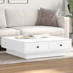 Berkfield Home Coffee Table White 90x90x28 cm Engineered Wood - Size: 90 x 90 x 28 cm