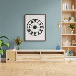 Nordara 60cm Large Open Face Roman Numerals Metal Wall Clock in Black - Size: 100 cm x 60 cm - thumbnail 5