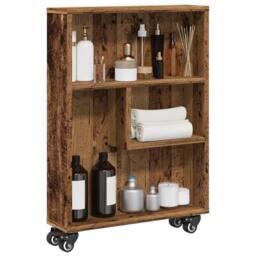 Berkfield Home Narrow Storage Trolley Old Wood 48x13x68 cm Engineered Wood in Brown - Size: 48 x 13 x 68 cm - thumbnail 2