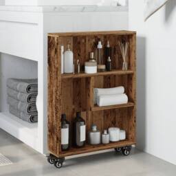 Berkfield Home Narrow Storage Trolley Old Wood 48x13x68 cm Engineered Wood in Brown - Size: 48 x 13 x 68 cm - thumbnail 1