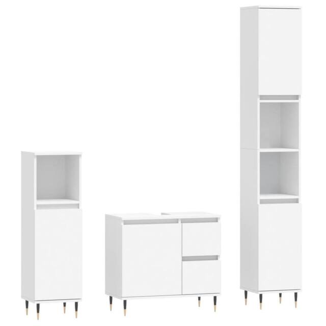 Berkfield Home 3 Piece Bathroom Furniture Set White Engineered Wood - image 1