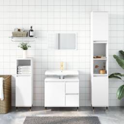Berkfield Home 3 Piece Bathroom Furniture Set White Engineered Wood - thumbnail 2