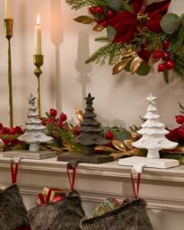 Dibor Pack of 3 Christmas Tree Decorative Christmas Stocking Holders in Brown - Size: 3 Pack - thumbnail 1