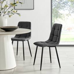 Bravich LTD Zurich Dining Chair - Embossed Faux Leather in Grey - Size: 4 Pack - thumbnail 2