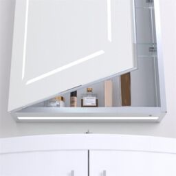 Clifton 70cm Tall LED (Rectangle) Bathroom Wall Mirror Cabinet in Natural - thumbnail 4