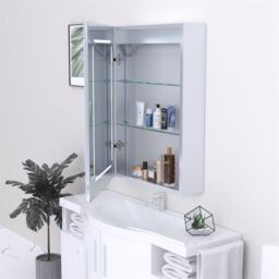 Clifton 70cm Tall LED (Rectangle) Bathroom Wall Mirror Cabinet in Natural - thumbnail 3