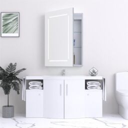 Clifton 70cm Tall LED (Rectangle) Bathroom Wall Mirror Cabinet in Natural - thumbnail 2