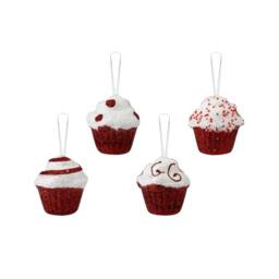Garden Greatness Set Of 4 Hanging Candy Cane Cupcakes in Red - Size: 1 Pack - thumbnail 2