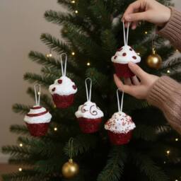 Garden Greatness Set Of 4 Hanging Candy Cane Cupcakes in Red - Size: 1 Pack - thumbnail 1