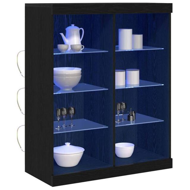 Berkfield Home Sideboard with LED Lights Black Oak 41x37x100 cm - Size: 41 x 37 x 100 cm - image 1