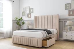 "Comfort Beds Chester Naples Divan Base 2 Drawers - 54"" Wingback-Footboard in Light Sand - Size: Double" - thumbnail 1