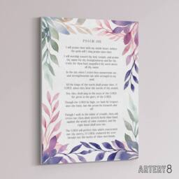 "Artery8 Psalm 138 I Will Praise Thee Bible Quote Canvas Wall Art Print in Purple - Size: W18"" x H24""" - thumbnail 2