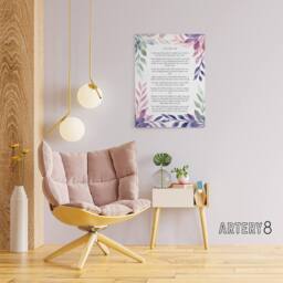 "Artery8 Psalm 138 I Will Praise Thee Bible Quote Canvas Wall Art Print in Purple - Size: W18"" x H24""" - thumbnail 3