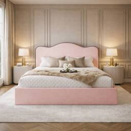 Desire Deco Designer Plush Velvet Angelito Upholstered Bed Frame in Pink - Size: Super King - thumbnail 2