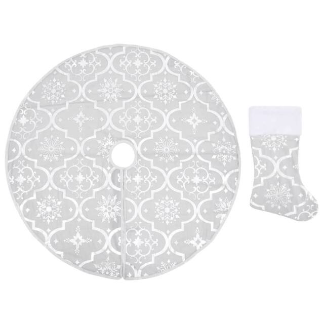 Berkfield Home Luxury Christmas Tree Skirt with Sock White 90 cm Fabric - image 1