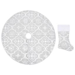 Berkfield Home Luxury Christmas Tree Skirt with Sock White 90 cm Fabric