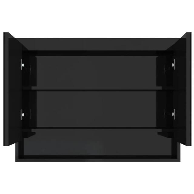 Berkfield Home Durable Bathroom Mirror Cabinet 80x15x60 cm MDF Shining Black - Size: 80 x 15 x 60 cm - image 1