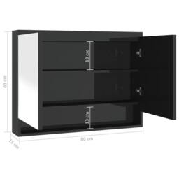 Berkfield Home Durable Bathroom Mirror Cabinet 80x15x60 cm MDF Shining Black - Size: 80 x 15 x 60 cm - thumbnail 8