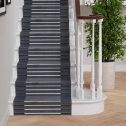 Kukoon 3ft - 39ft Grey Striped Stair Carpet Long Hallway Runner Rug - Size: 60 cm x 183 cm