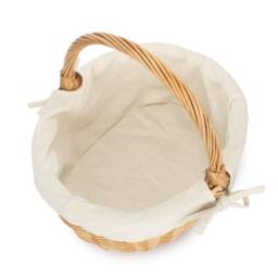 Red Hamper Cotton Lined Wicker Shopping Basket Buff Willow Oval Shopper in White - thumbnail 2