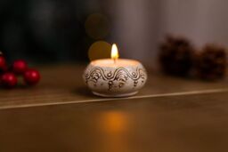 Marco Paul 1pc Tealight Candle Holder Ceramic Cream Decorative Home Decor Bohemian Small in Off-White - thumbnail 2