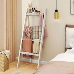 Kelvenix 4-Tier Wooden Blanket Ladder 137 cm in White - Size: 0.6m2 - thumbnail 3