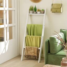 Kelvenix 4-Tier Wooden Blanket Ladder 137 cm in White - Size: 0.6m2 - thumbnail 4