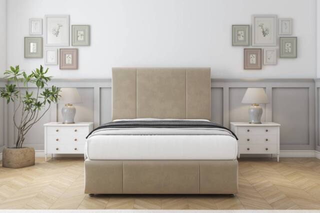 "Comfort Beds Arya Coniston Divan Set 2 Drawers-54"" Headboard-Footboard in Cream - Size: Double" - image 1