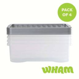 Wham Crystal 32L Clear Box & Stronger Lid PK4 in Silver - thumbnail 5