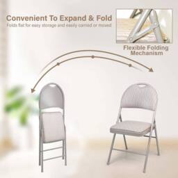 KORVIXA 1 x Metal Folding Chair High Back in Beige - Size: 100 cm - thumbnail 4